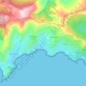 Mappa topografica Le Canadel, altitudine, rilievo