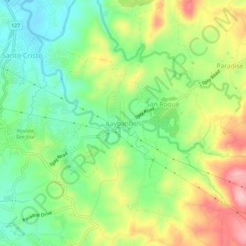 Mappa topografica Kaybanban, altitudine, rilievo