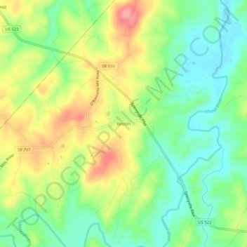 Mappa topografica Boston, altitudine, rilievo