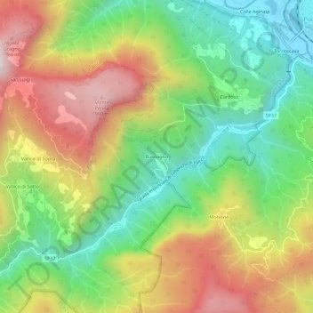 Mappa topografica Busdagno, altitudine, rilievo