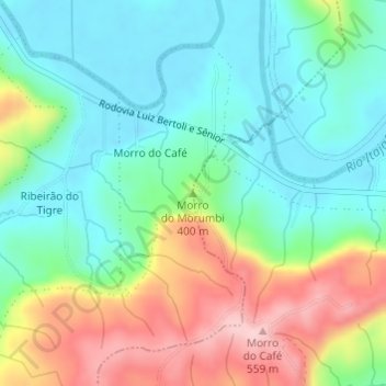 Mappa topografica Morro do Morumbi, altitudine, rilievo