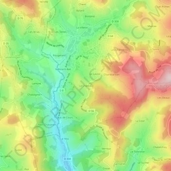 Mappa topografica Le Château, altitudine, rilievo