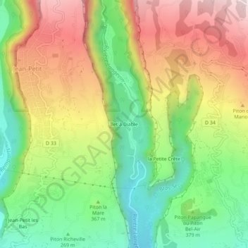 Mappa topografica Ilet à Diable, altitudine, rilievo
