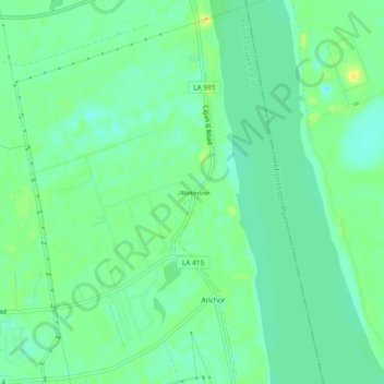 Mappa topografica Waterloo, altitudine, rilievo