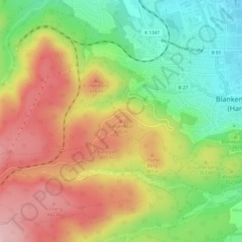 Mappa topografica Ziegenkopf, altitudine, rilievo