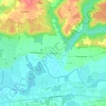 Mappa topografica Les Rivauds, altitudine, rilievo