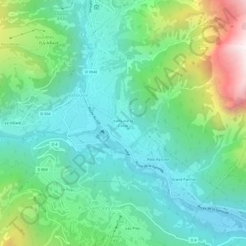 Mappa topografica Vallouise la Casse, altitudine, rilievo