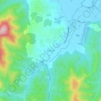 Mappa topografica Le Fournel, altitudine, rilievo