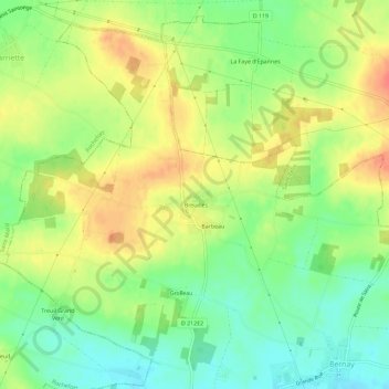 Mappa topografica Breuilles, altitudine, rilievo