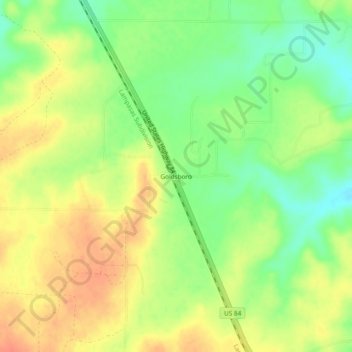 Mappa topografica Goldsboro, altitudine, rilievo