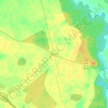 Mappa topografica Blitchton, altitudine, rilievo