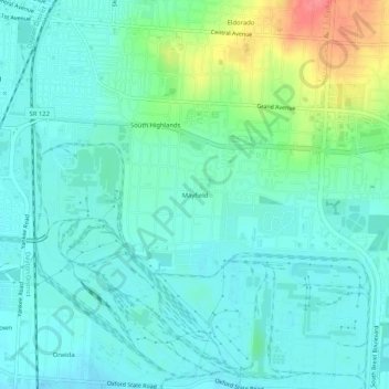 Mappa topografica Mayfield, altitudine, rilievo