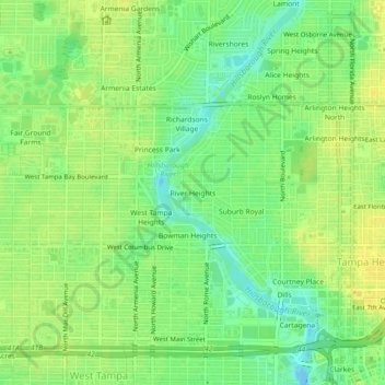 Mappa topografica River Heights, altitudine, rilievo