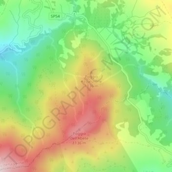 Mappa topografica Lo Spino, altitudine, rilievo