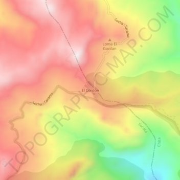Mappa topografica El Cordon, altitudine, rilievo