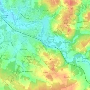 Mappa topografica Heurtebise, altitudine, rilievo