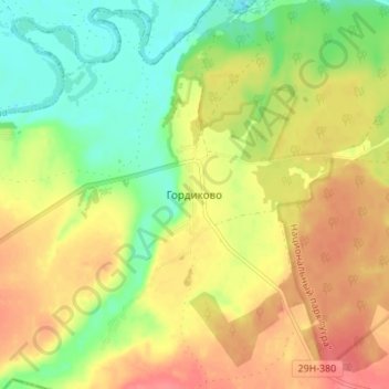 Mappa topografica Гордиково, altitudine, rilievo