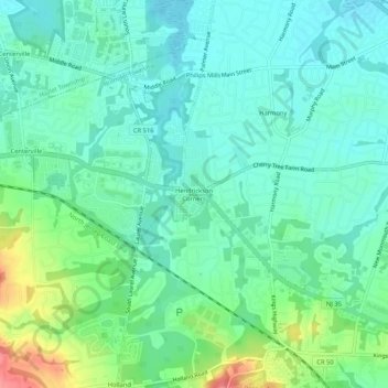 Mappa topografica Hendrickson Corners, altitudine, rilievo