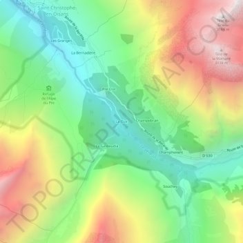 Mappa topografica Le Clot, altitudine, rilievo