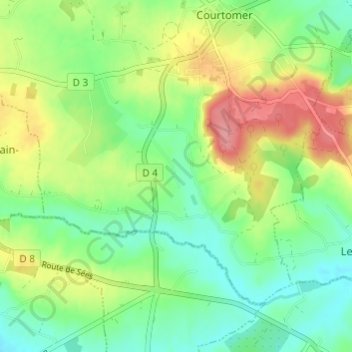 Mappa topografica L'Osier, altitudine, rilievo