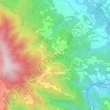 Mappa topografica Colle, altitudine, rilievo