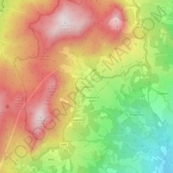 Mappa topografica Covigliaio, altitudine, rilievo