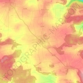 Mappa topografica Tigerfeld, altitudine, rilievo
