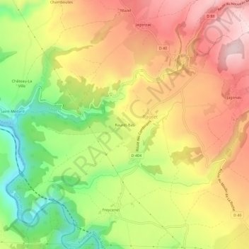 Mappa topografica Rauret-Bas, altitudine, rilievo