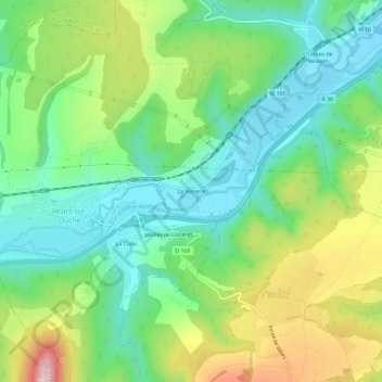 Mappa topografica La Verrerie, altitudine, rilievo