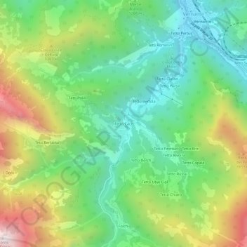 Mappa topografica Tetto Cace, altitudine, rilievo