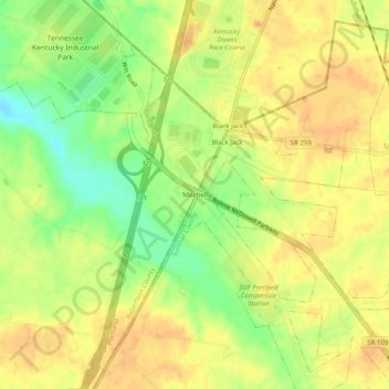 Mappa topografica Mitchell, altitudine, rilievo