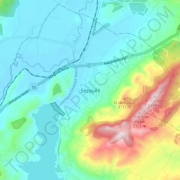 Mappa topografica Sesquilé, altitudine, rilievo