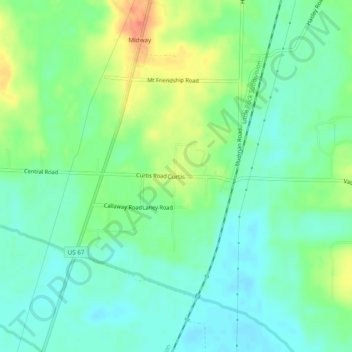 Mappa topografica Curtis, altitudine, rilievo