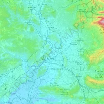 Mappa topografica Île des Papes, altitudine, rilievo