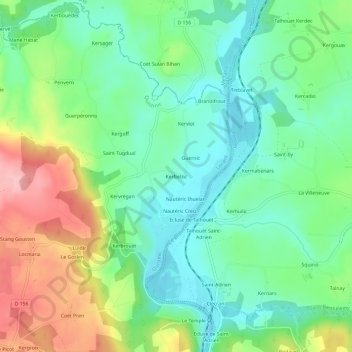 Mappa topografica Kerbelzic, altitudine, rilievo