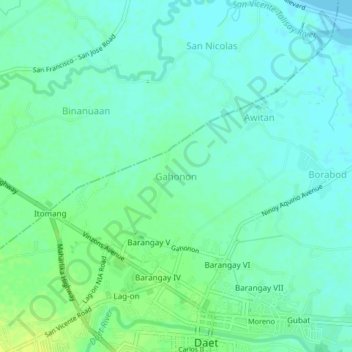 Mappa topografica Gahonon, altitudine, rilievo