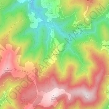 Mappa topografica Abraído, altitudine, rilievo