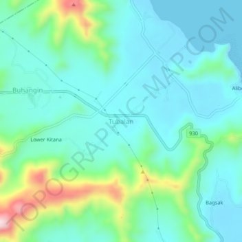 Mappa topografica Tubalan, altitudine, rilievo