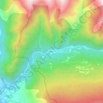 Mappa topografica Araós, altitudine, rilievo
