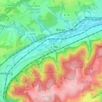 Mappa topografica Am Hagebölling, altitudine, rilievo