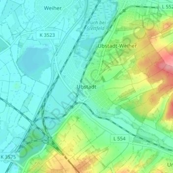 Mappa topografica Ubstadt, altitudine, rilievo