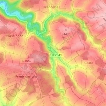 Mappa topografica Tiefensall, altitudine, rilievo