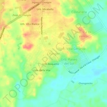 Mappa topografica Chongón, altitudine, rilievo