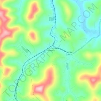 Mappa topografica Heaters, altitudine, rilievo