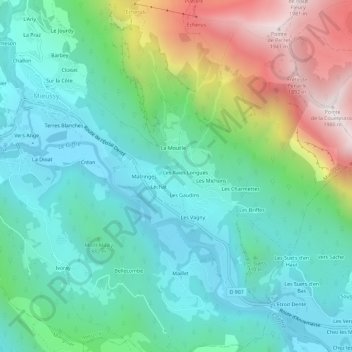 Mappa topografica Déchamp, altitudine, rilievo