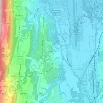 Mappa topografica Le Tremblay, altitudine, rilievo