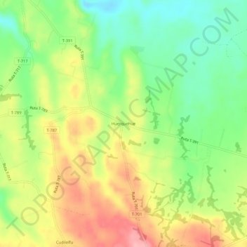 Mappa topografica Huerquehue, altitudine, rilievo