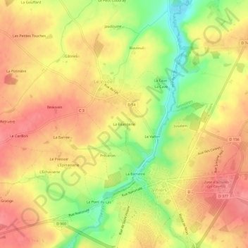 Mappa topografica La Bilangerie, altitudine, rilievo