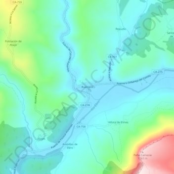 Mappa topografica Ruerrero, altitudine, rilievo