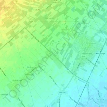 Mappa topografica Quistello, altitudine, rilievo